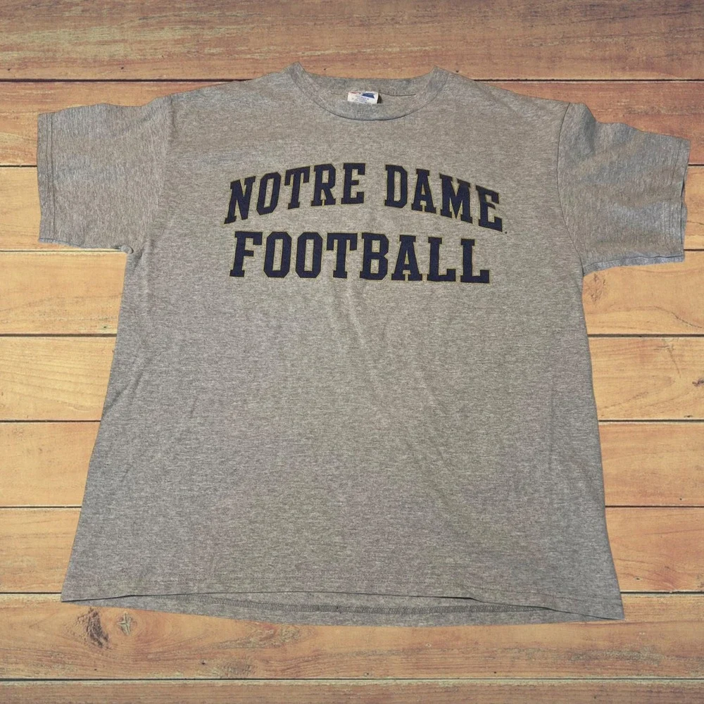 Flawed  Notre Dame Football T‎ Shirt Gray Play Like A Champion Today Mens Large